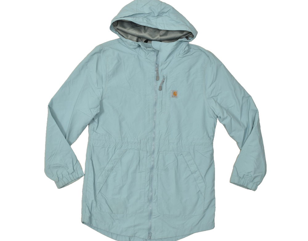 Carhartt Women's Relaxed Fit Hooded Jacket Light Blue Size S Mesh Lined OC4221-W